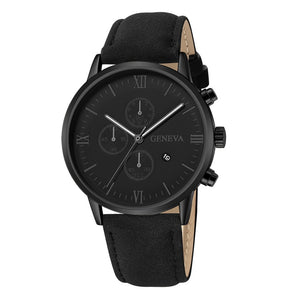 Fashion Stainless Steel Case Leather Strap Watch