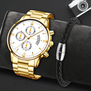 Fashion Stainless Steel Watch & Bracelet